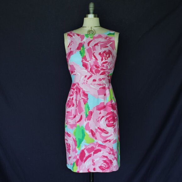 Lilly Pulitzer Collins Dress Hotty Pink First Impression rose shift silk vintage - Picture 5 of 10